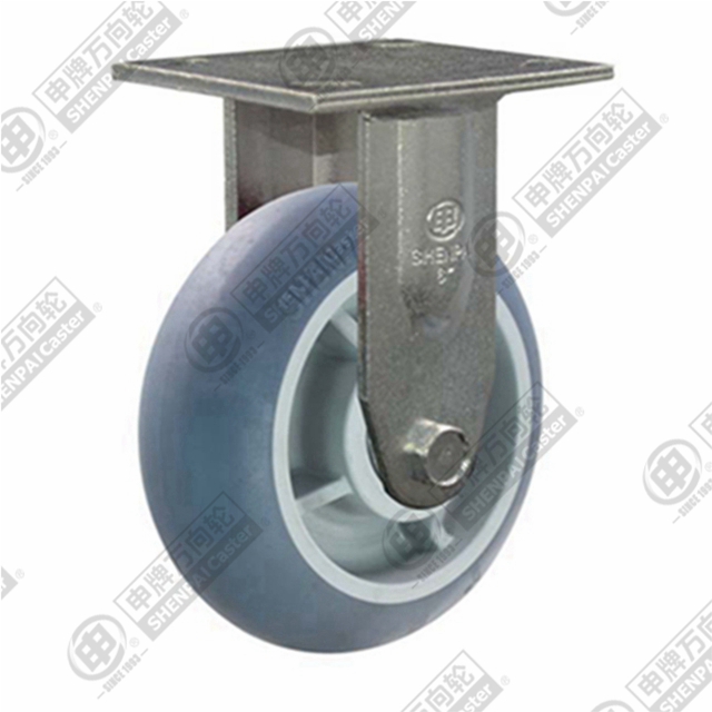 6" Top Plate Fixed Caster, Plastic-core TPE Wheel