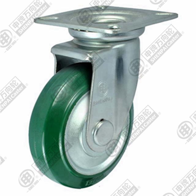 5" Top Plate Swivel Caster, Steel Core Rubber Wheel