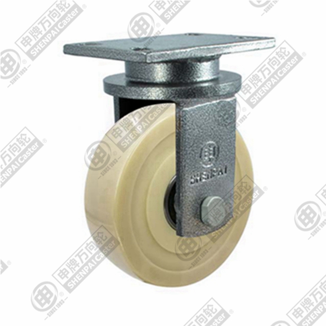 6" Top Plate Fixed Caster, MC Nylon Wheel