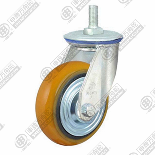 5" Threaded Stem Swivel Caster, Iron Core Polyurethane Wheel, M20*32