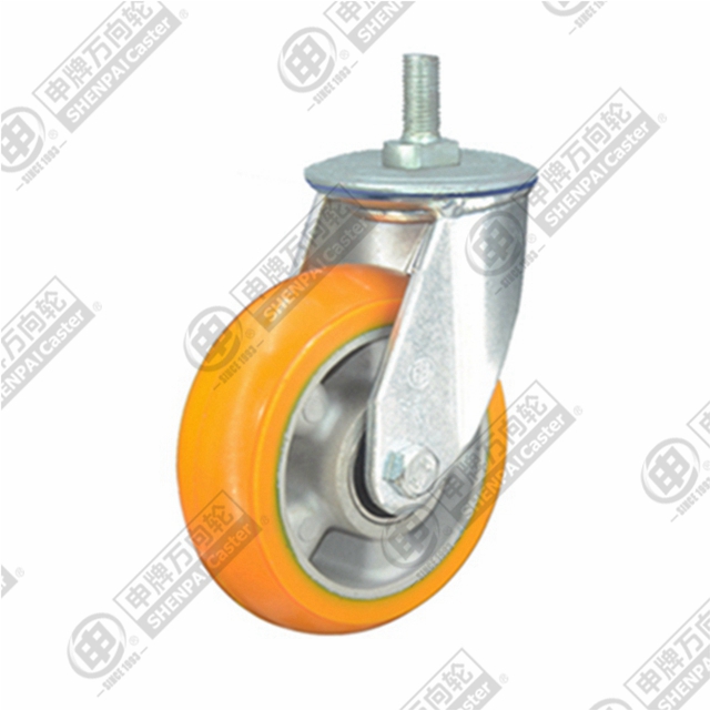 4" Threaded Stem Swivel Caster, Aluminum Core Polyurethane Wheel, M20*32