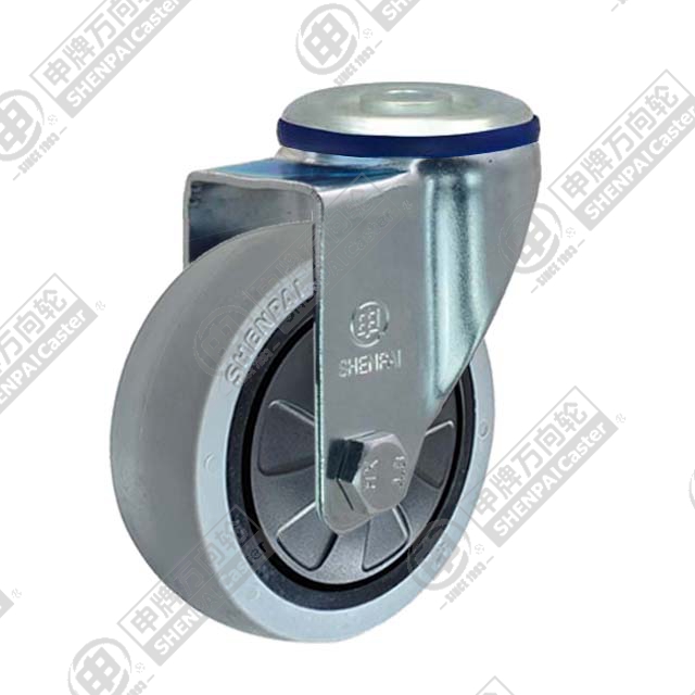 5" Bolt Hole Swivel Caster, Plastic-core TPE Wheel