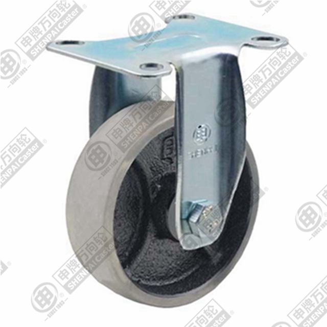 5" Top Plate Fixed Caster, Cast Iron Wheel