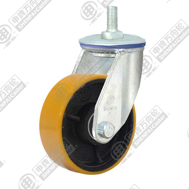 4" Threaded Stem Swivel Caster, Iron Core Polyurethane Wheel, M20*32