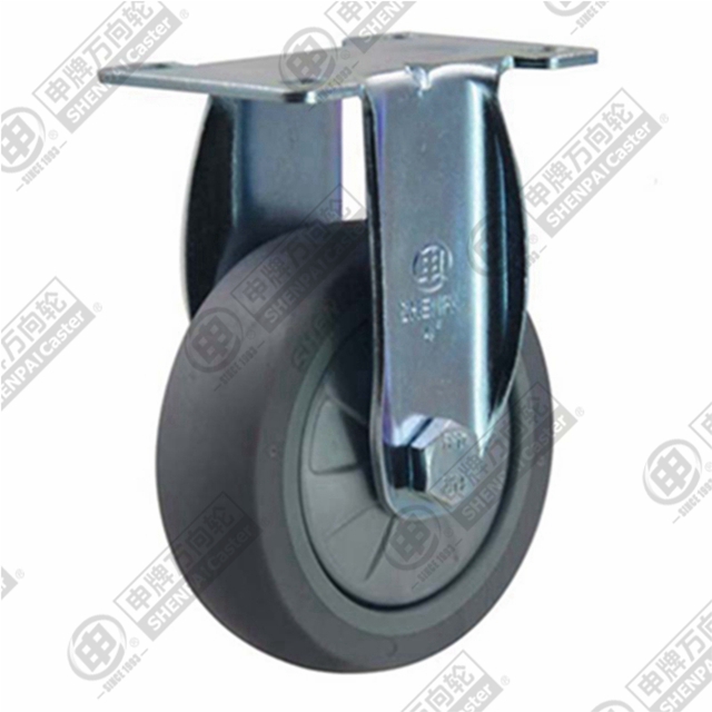 3" Top Plate Fixed Caster, Plastic-core TPE Wheel