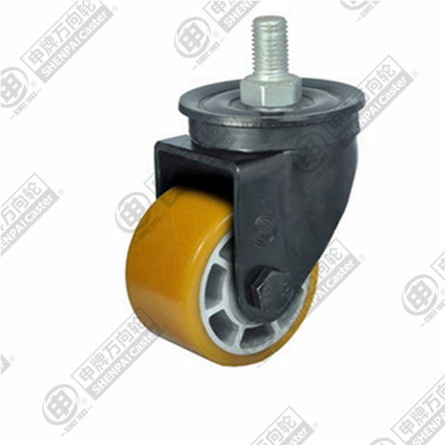 4" Threaded Stem Swivel Caster, Aluminum Core Polyurethane Wheel, M16*30