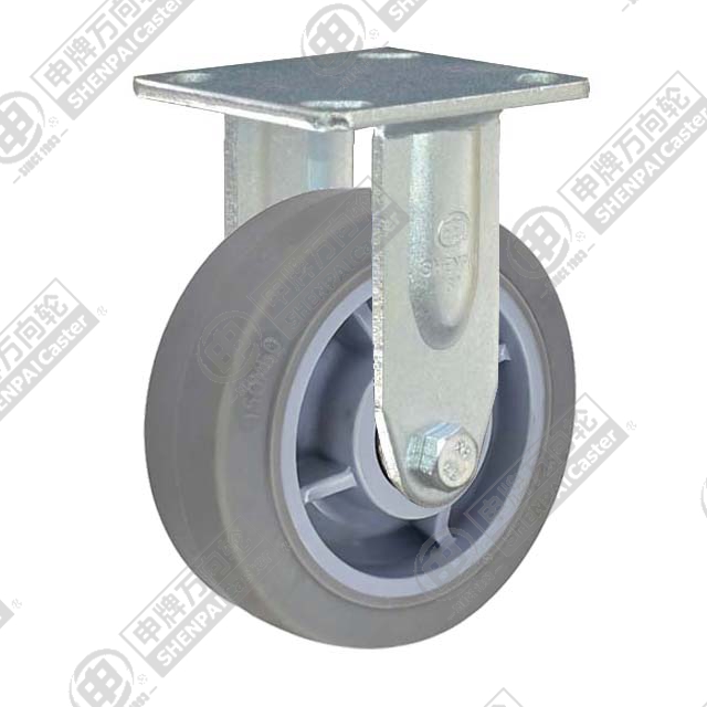 4" Top Plate Fixed Caster, Plastic-core TPE Wheel