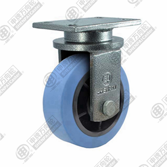 8" Top Plate Fixed Caster, Iron Core Nylon Wheel