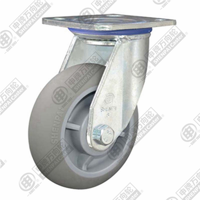 6" Top Plate Swivel Caster, Plastic-core TPE Wheel