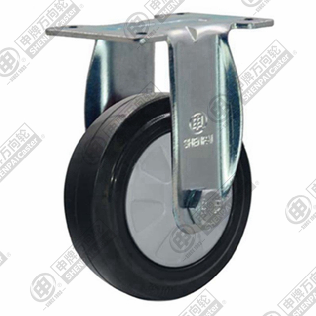 5" Top Plate Fixed Caster, Nylon Core Rubber Wheel