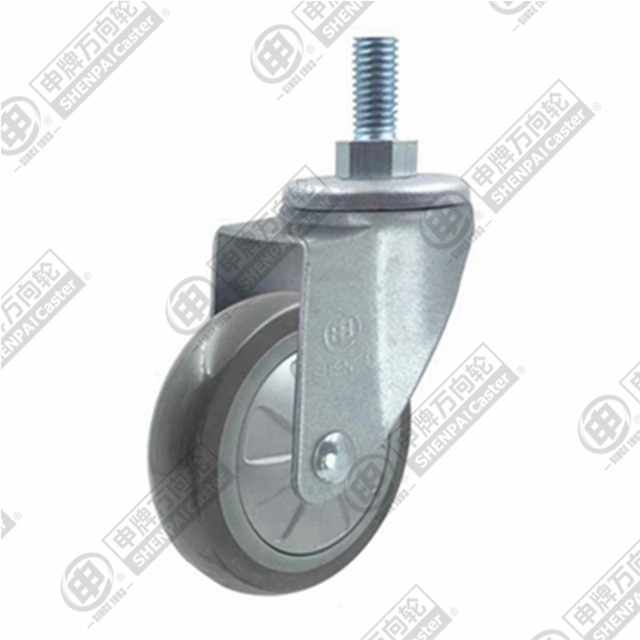 3" Threaded Stem Swivel Caster, Plastic-core Polyurethane Wheel, M12*25