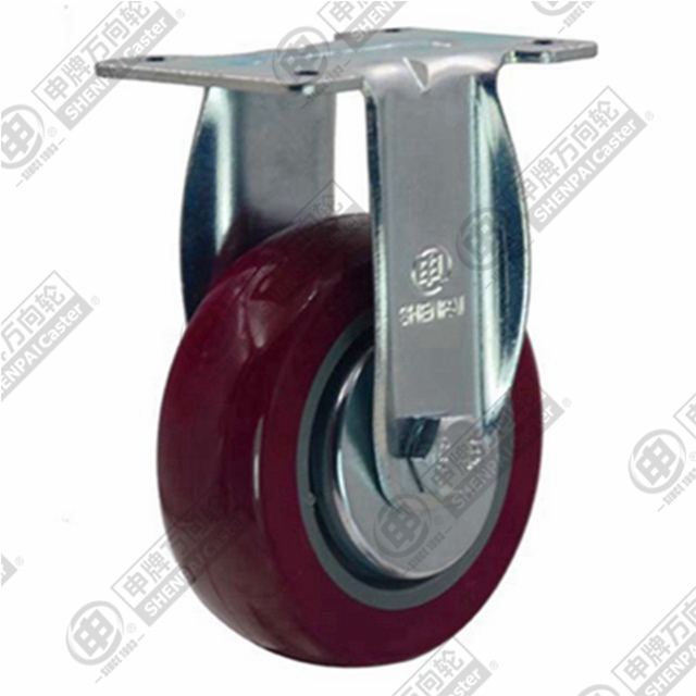 4" Top Plate Fixed Caster, Plastic-core Polyurethane Wheel