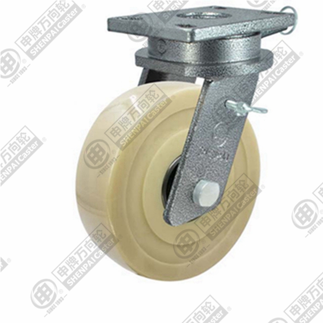 8" Top Plate Swivel Caster, MC Nylon Wheel, Direction Lock Brake