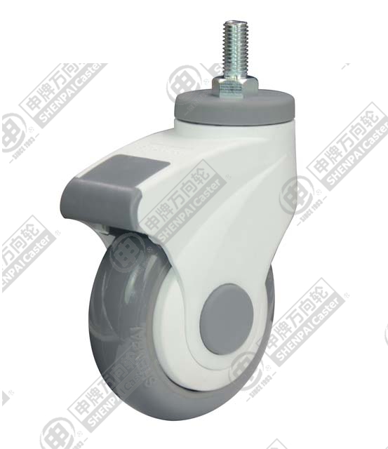 3" Threaded Stem Swivel Caster, Plastic-core Polyurethane Wheel, M12*25