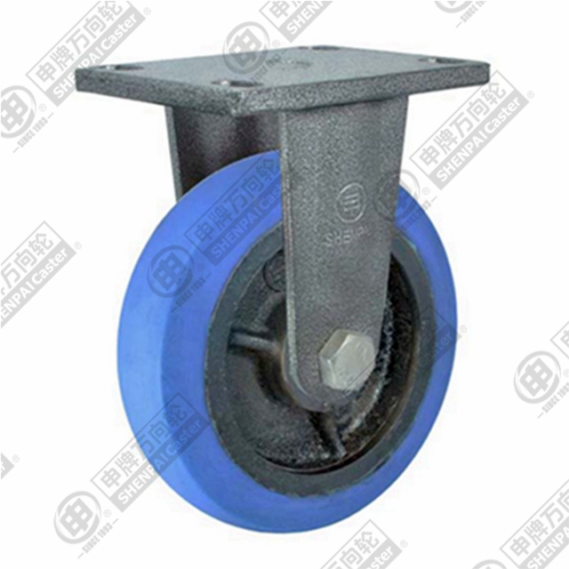 12" Top Plate Fixed Caster, Iron Core Nylon Wheel