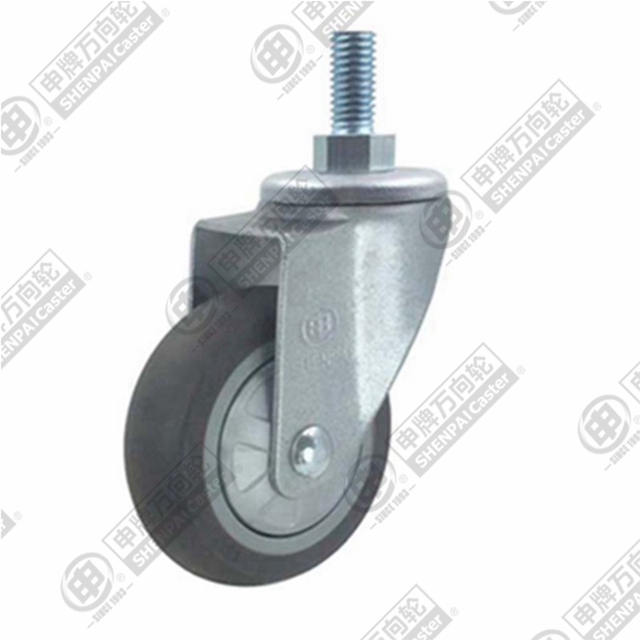4" Threaded Stem Swivel Caster, Plastic-core TPE Wheel, M12*25