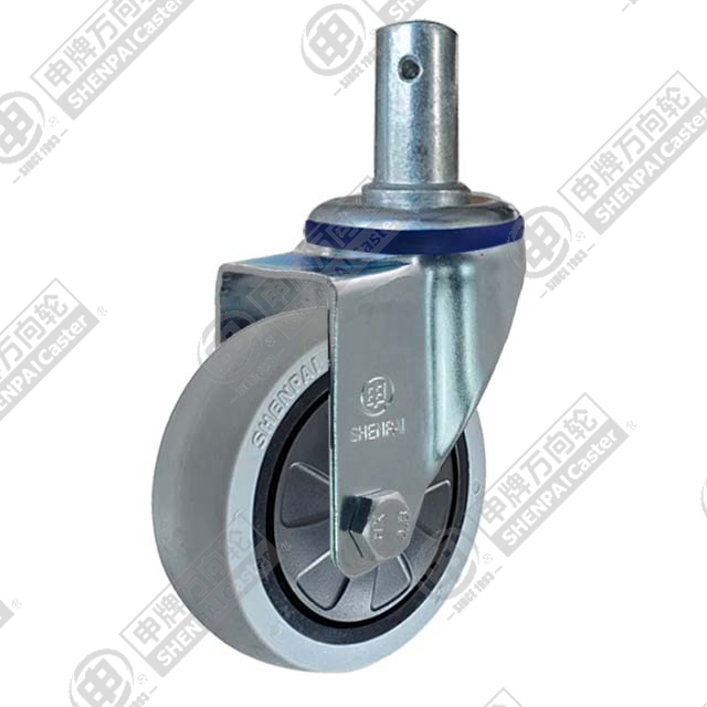 5" Round Stem Swivel Caster, Plastic-core TPE Wheel