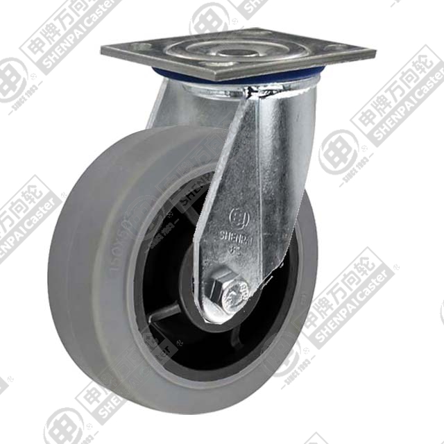 4" Top Plate Swivel Caster, Plastic-core TPE Wheel