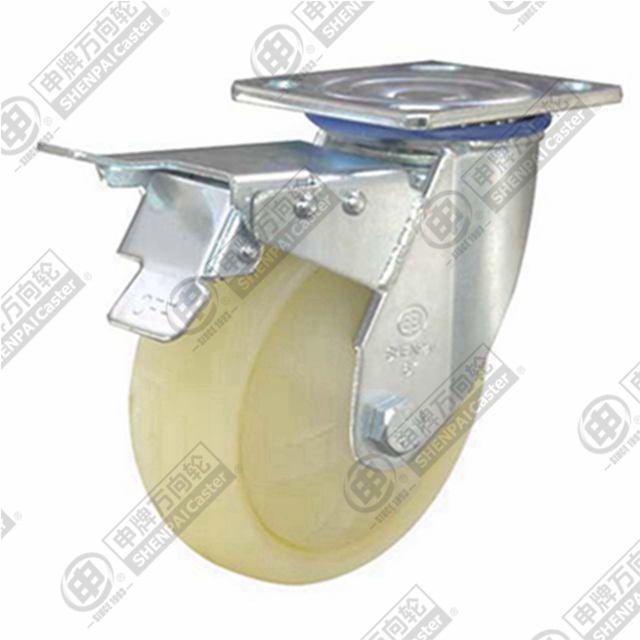 6" Top Plate Swivel Caster, Polypropylene Wheel, Total Lock Brake