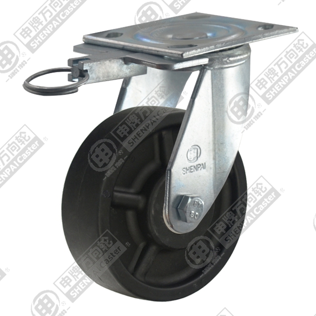 4" Top Plate Swivel Caster, High Temperature Nylon Wheel, Direction Lock Brake
