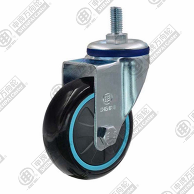 5" Threaded Stem Swivel Caster, Plastic-core Polyurethane Wheel, M12*25