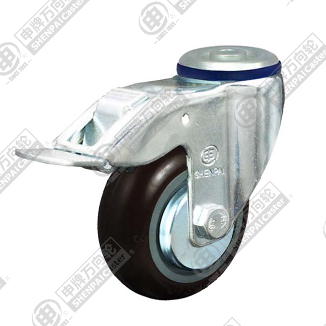 3.5" Bolt Hole Swivel Caster, Plastic-core Nylon Wheel, Total Lock Brake