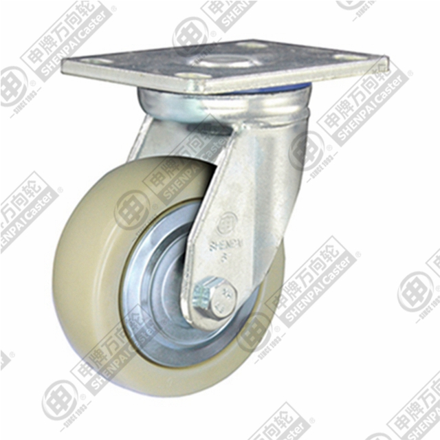 8" Top Plate Swivel Caster, Polypropylene Wheel