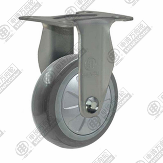 3" Top Plate Fixed Caster, Plastic-core Polyurethane Wheel