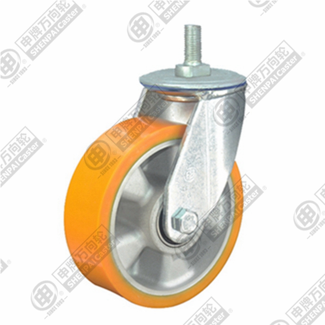 4" Threaded Stem Swivel Caster, Aluminum Core Polyurethane Wheel, M20*32