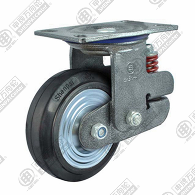 5" Top Plate Swivel Caster, Iron Core Rubber Wheel