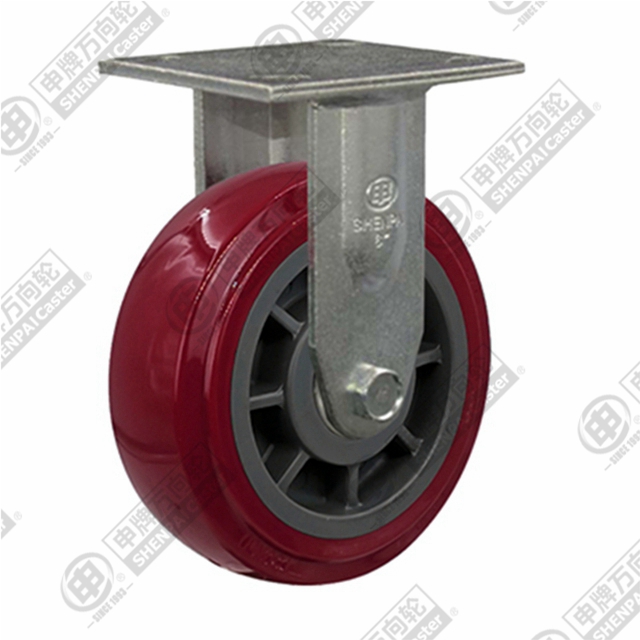 5" Top Plate Fixed Caster, Plastic-core Polyurethane Wheel