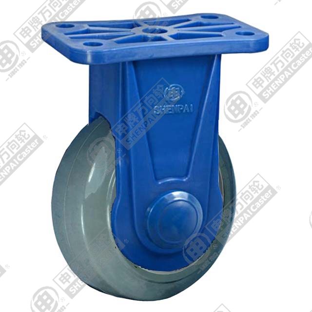 4" Top Plate Fixed Caster, Nylon Core Rubber Wheel