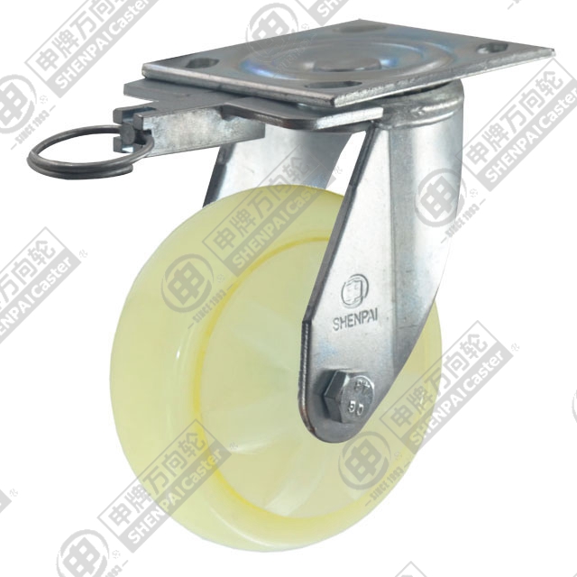 4" Top Plate Swivel Caster, Polypropylene Wheel, Direction Lock Brake
