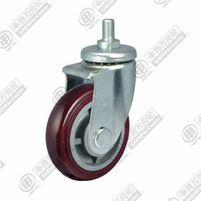 5" Threaded Stem Swivel Caster, Plastic-core Polyurethane Wheel, M20*45
