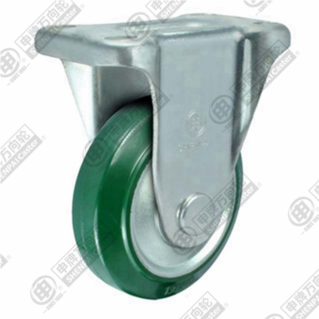 5" Top Plate Fixed Caster, Steel Core Rubber Wheel