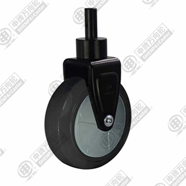 5" Bolt Hole Fixed Caster, Nylon Core Rubber Wheel