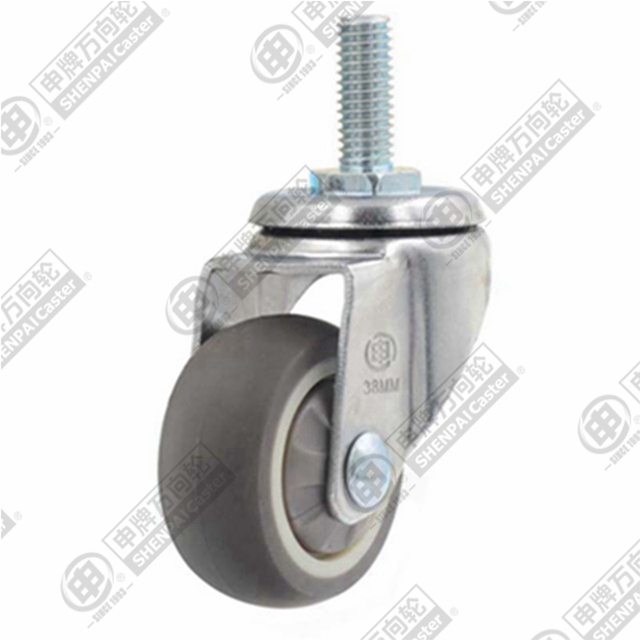 1.5" Threaded Stem Swivel Caster, Plastic-core TPE Wheel, M8*20