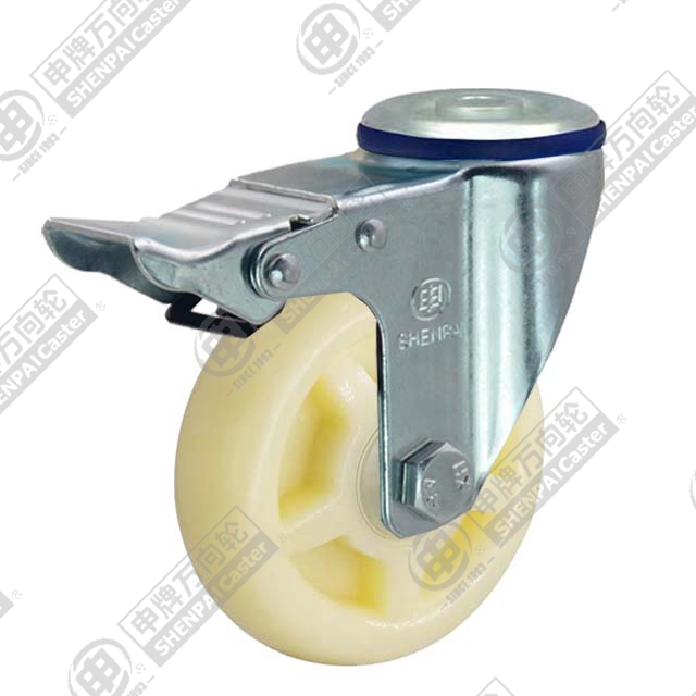 3.5" Bolt Hole Swivel Caster, Polypropylene Wheel, Total Lock Brake