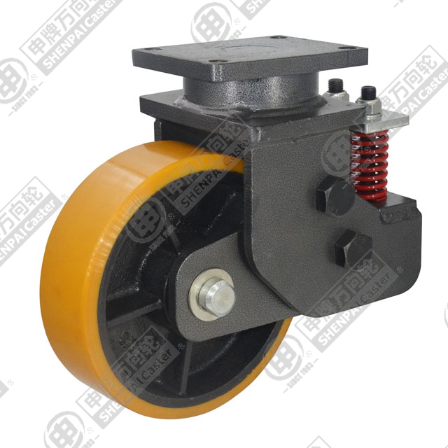 10" Top Plate Swivel Caster, Iron Core Polyurethane Wheel