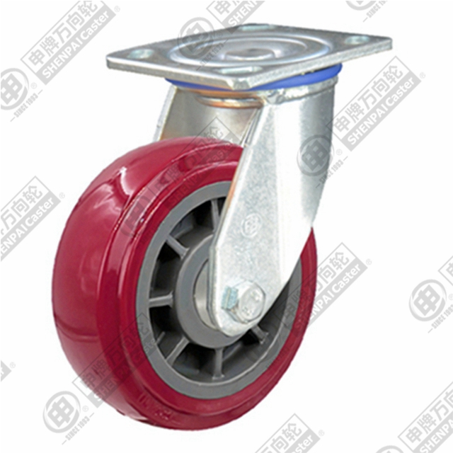 5" Top Plate Swivel Caster, Plastic-core Polyurethane Wheel