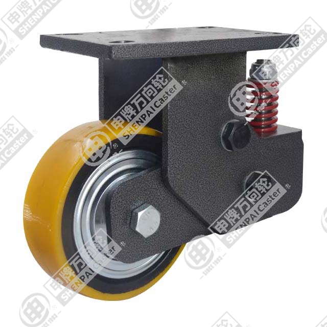 5" Top Plate Fixed Caster, Iron Core Polyurethane Wheel
