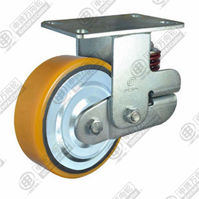 5" Top Plate Fixed Caster, Iron Core Polyurethane Wheel