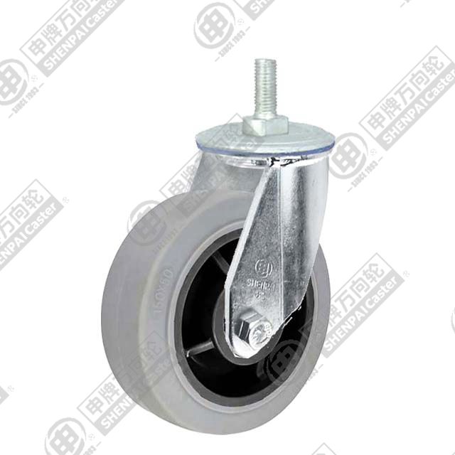 4" Threaded Stem Swivel Caster, Plastic-core TPE Wheel, M20*32