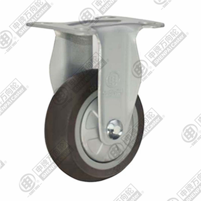 3" Top Plate Fixed Caster, Plastic-core TPE Wheel