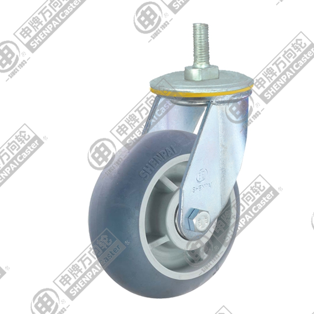 4" Threaded Stem Swivel Caster, Plastic-core TPE Wheel, M20*45