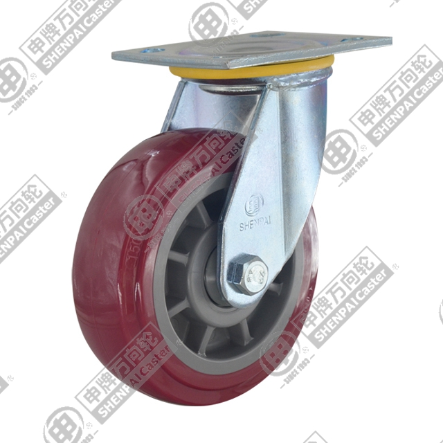 4" Top Plate Swivel Caster, Plastic-core Polyurethane Wheel