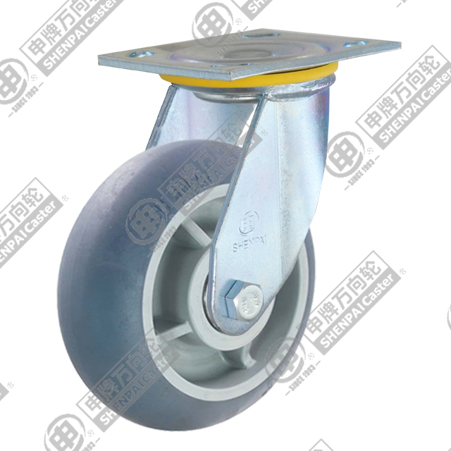 8" Top Plate Swivel Caster, Plastic-core TPE Wheel