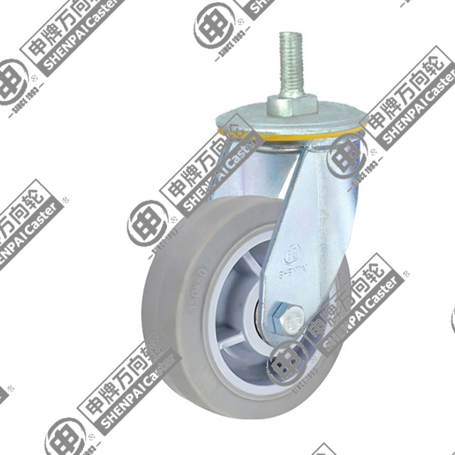 5" Threaded Stem Swivel Caster, Plastic-core TPE Wheel, M20*32