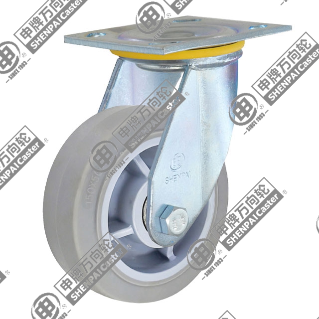 5" Top Plate Swivel Caster, Plastic-core TPE Wheel