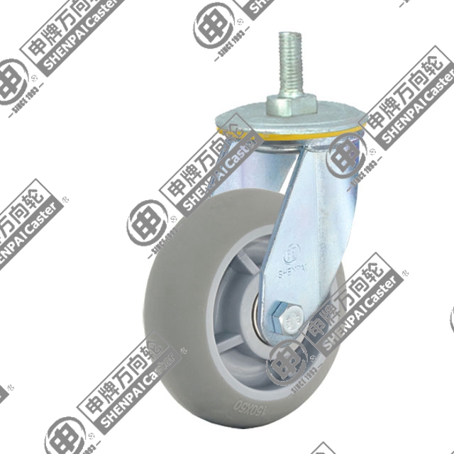 8" Threaded Stem Swivel Caster, Plastic-core TPE Wheel, M20*32